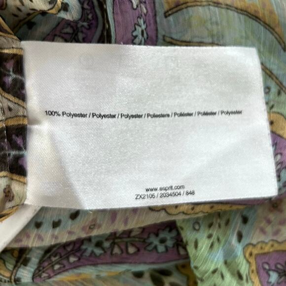 Esprit Sheer Paisley Ruffle Blouse Women’s Size S Pastel Boho Lightweight Top - Picture 7 of 8